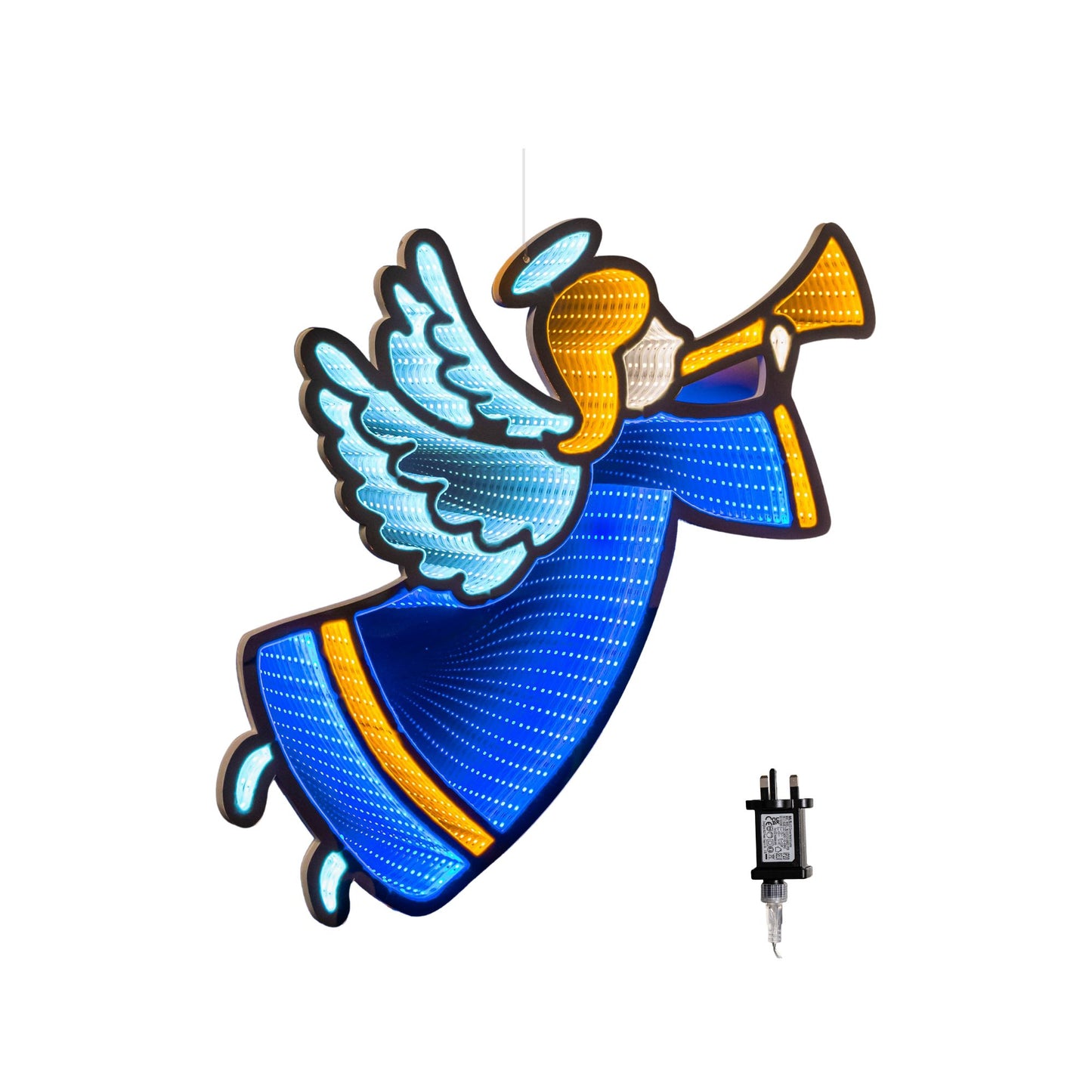 65cm Infinity Hanging Christmas Angel with Blue and Gold LEDs