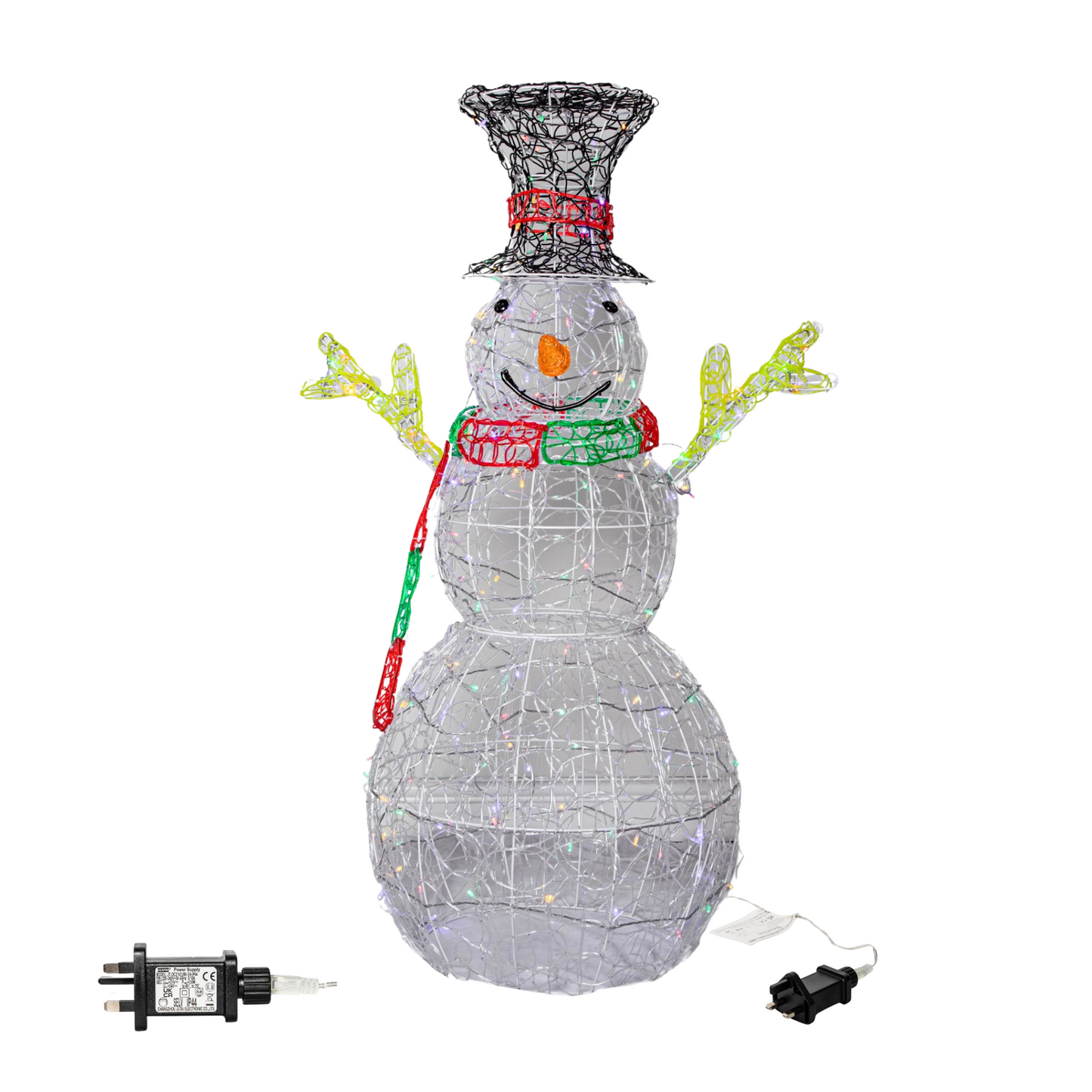 1.3m Light up Soft Acrylic Christmas Snowman with 160 Multi-Coloured LEDs