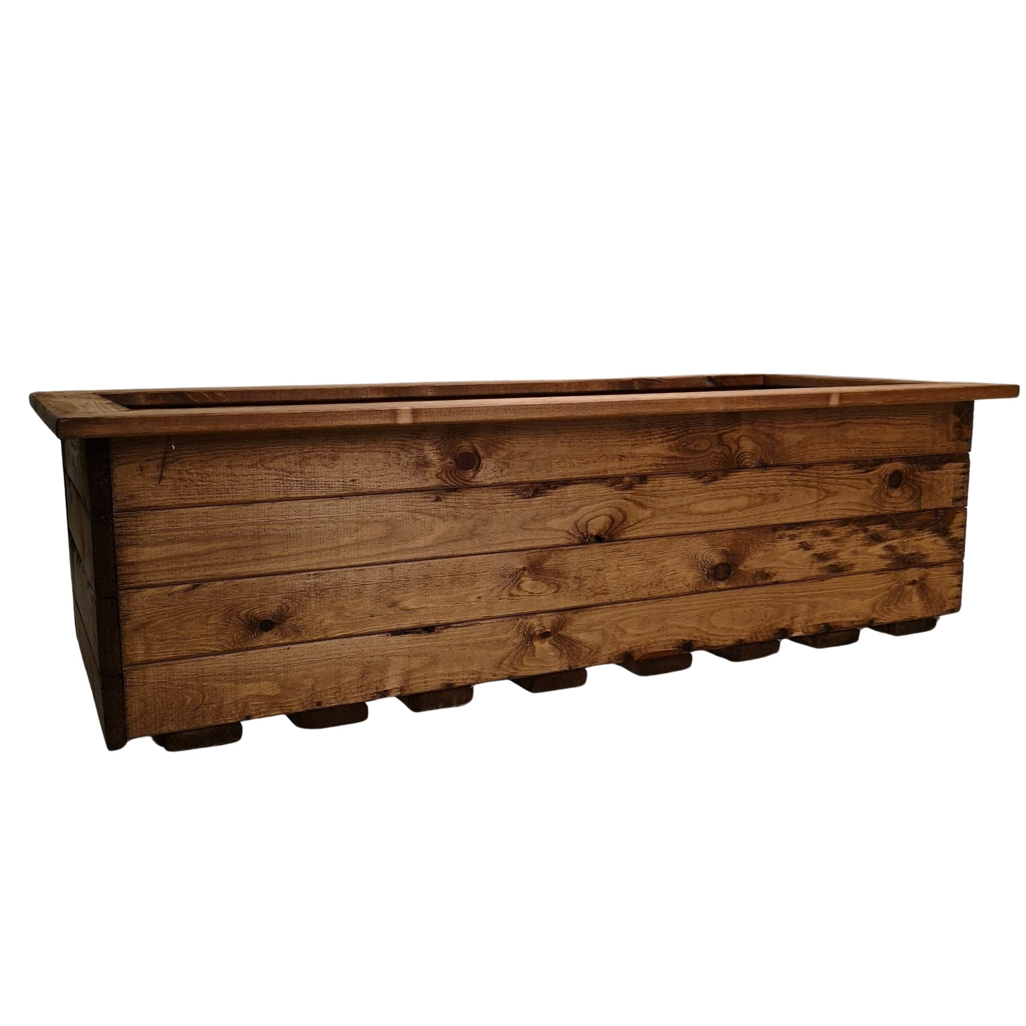 Hand Made 108cm x 41cm Rustic Wooden Large Garden Trough / Flower Bed Planter