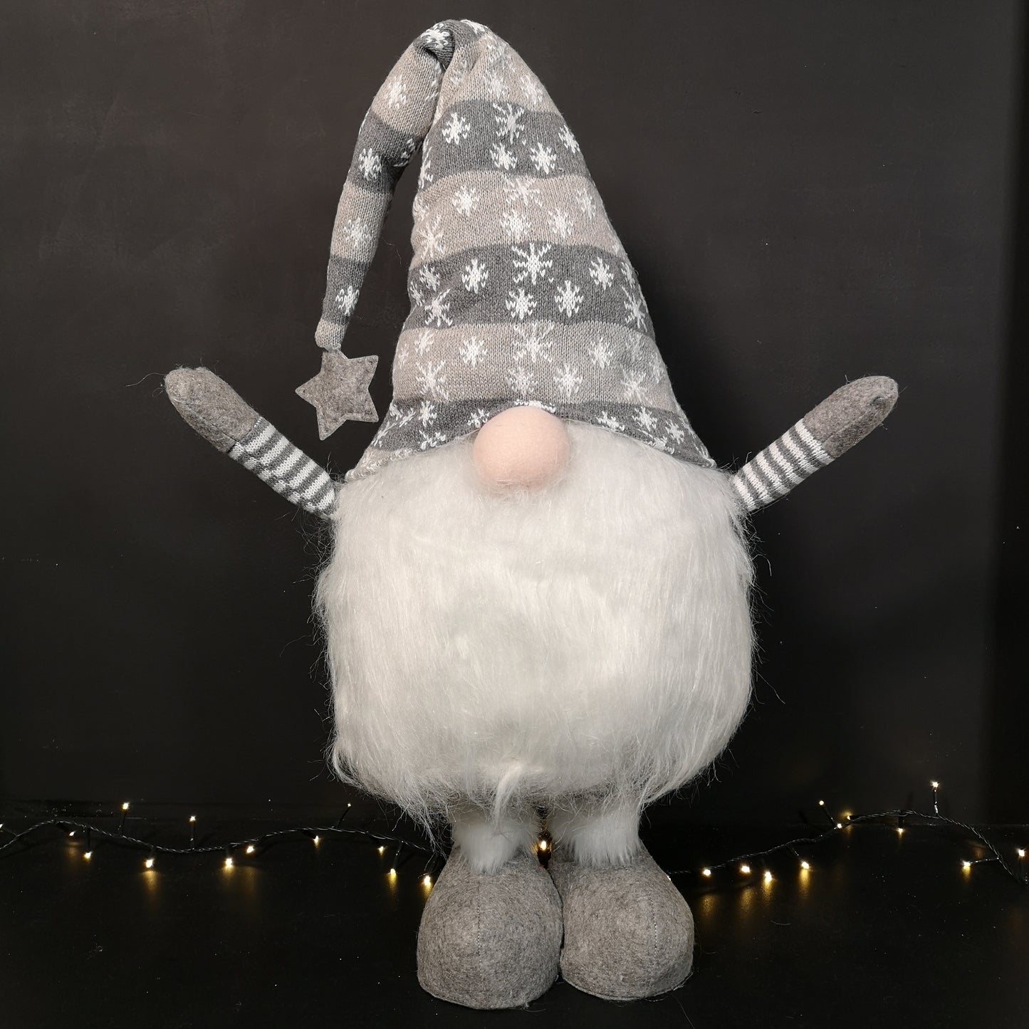 1.2m Standing Haired Christmas Gonk with Extendable Legs in Grey