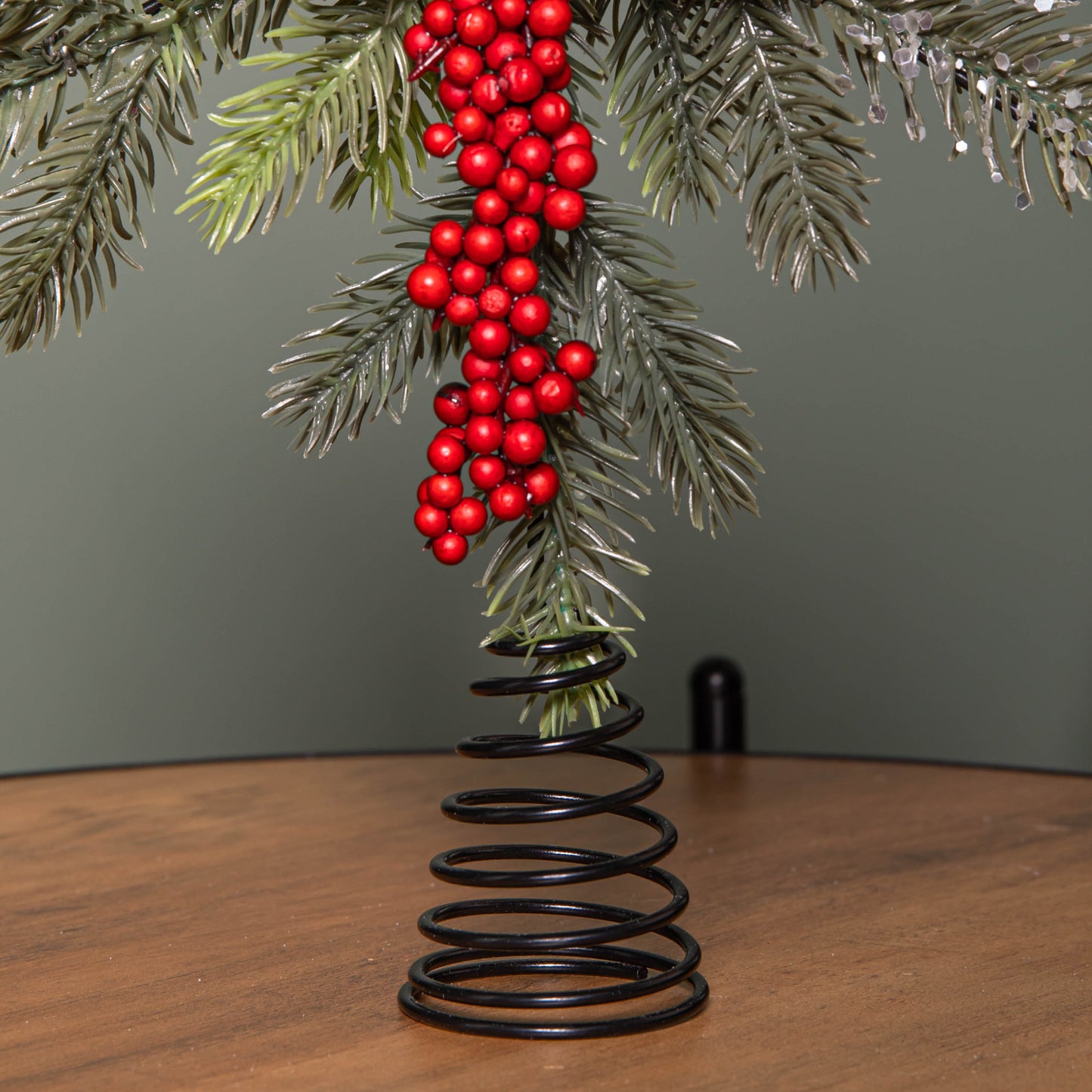 33cm Christmas Tree Topper with Pinecones, Red Berries and Frosted Seasonal Foliage