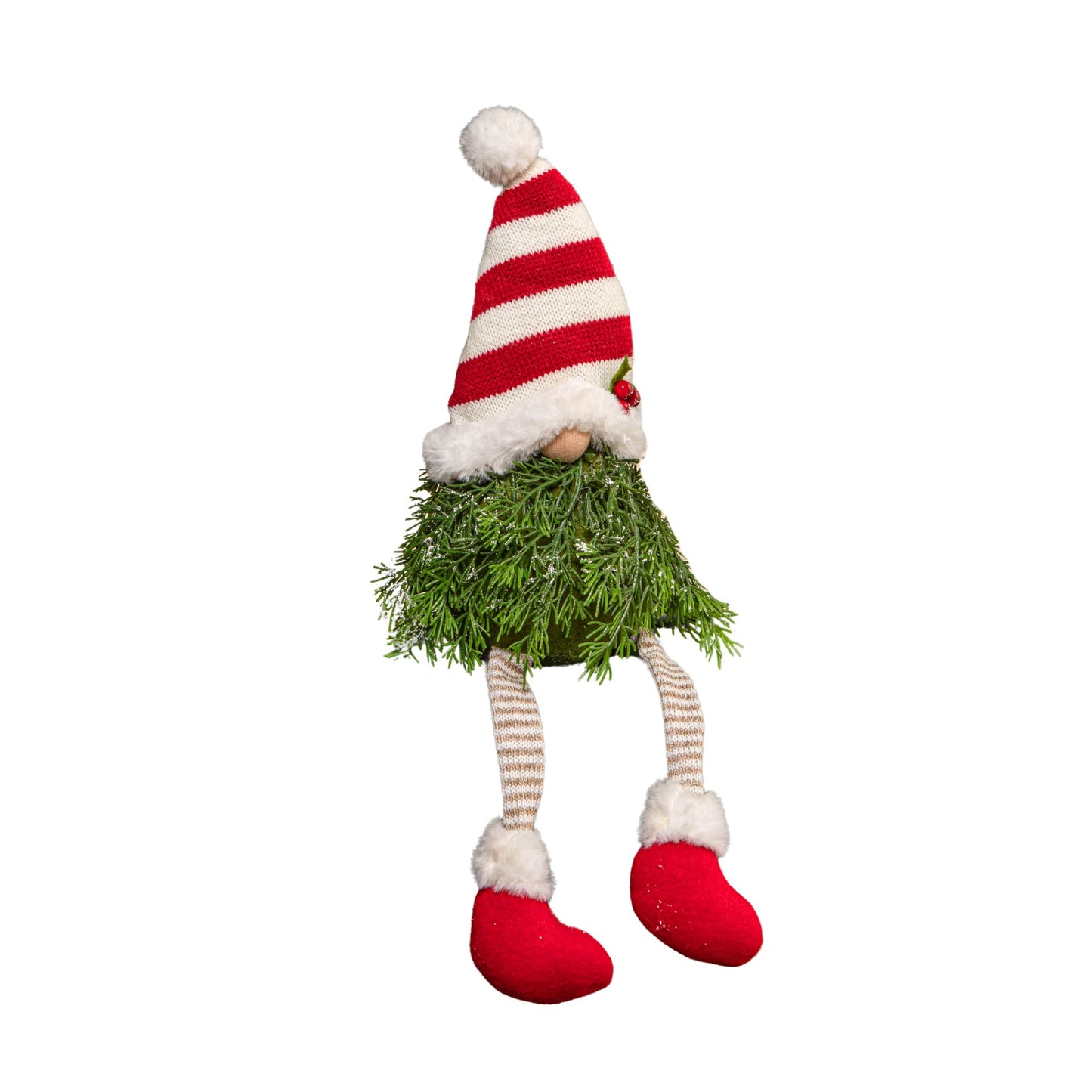 48cm Red and White Christmas Tree Sitting Gonk with Dangly Legs and Striped Hat