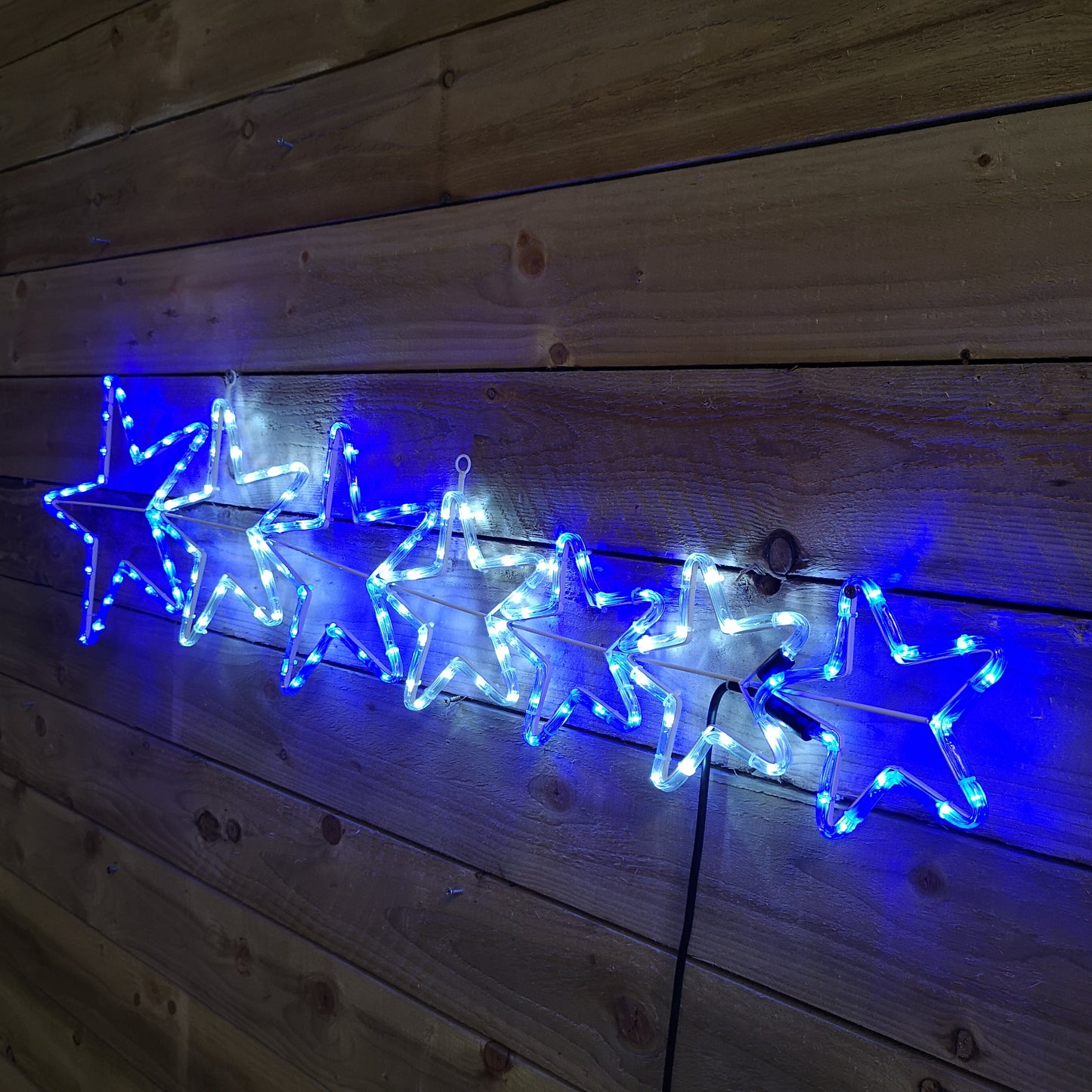 1.2m LED Rope Light 7 Star Silhouette Christmas Decoration in Cool White & Blue