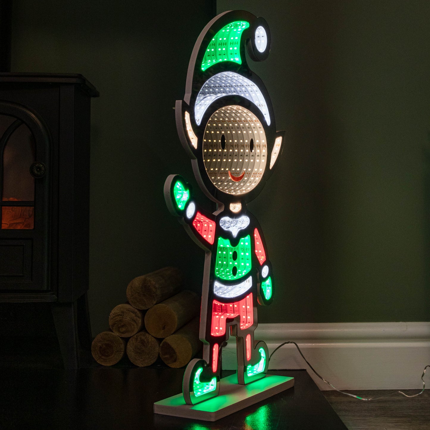 60cm Light up Standing Elf Infinity Christmas Decoration with Multi-Coloured LEDs