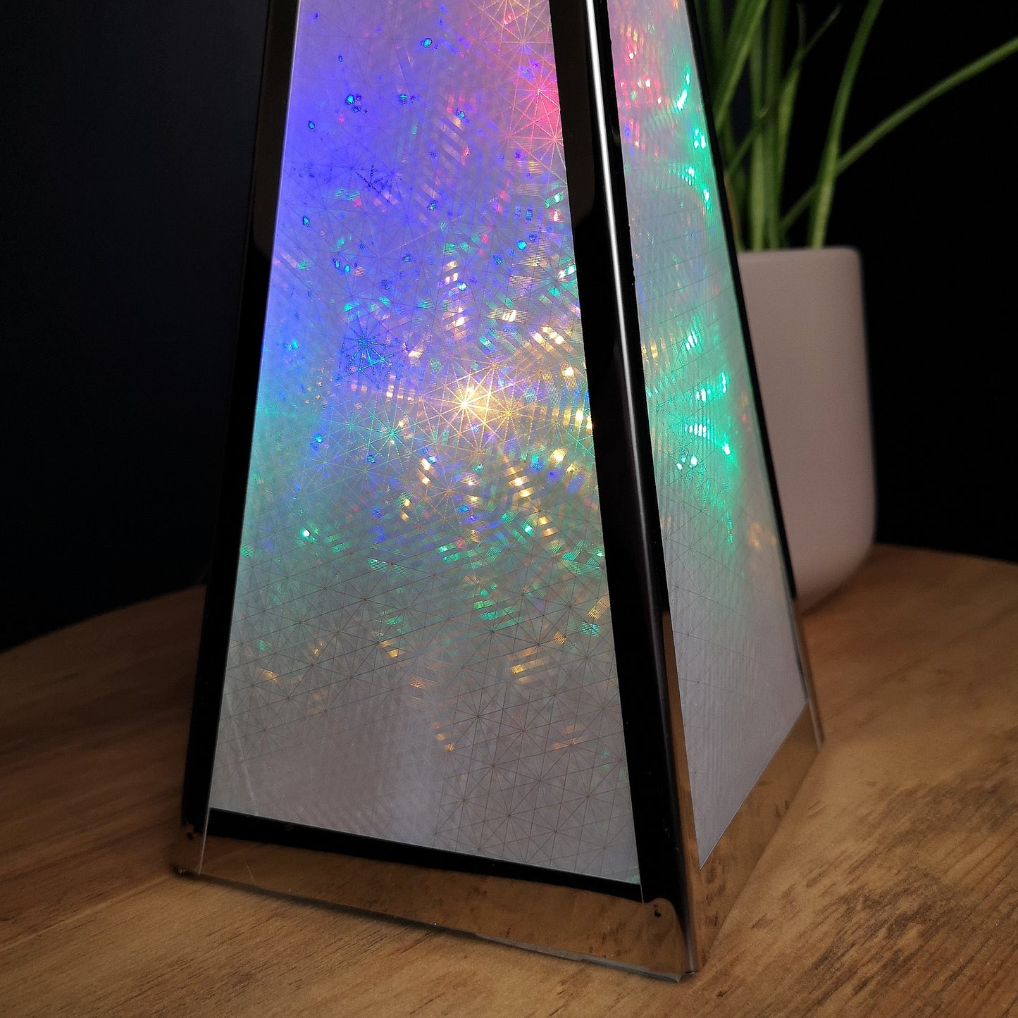 Premier Christmas 45cm Holographic Pyramid with Multi Colour LED Lights