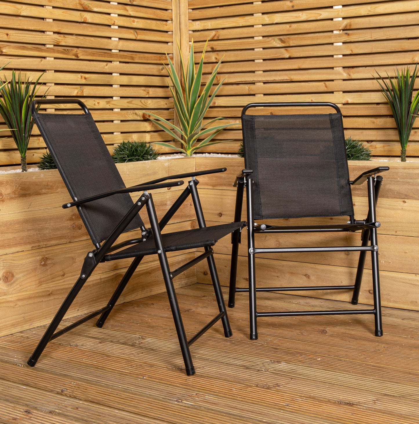 Samuel Alexander Outdoor 6 Seater Glass Top Table and Chairs Patio Set with Parasol in Black