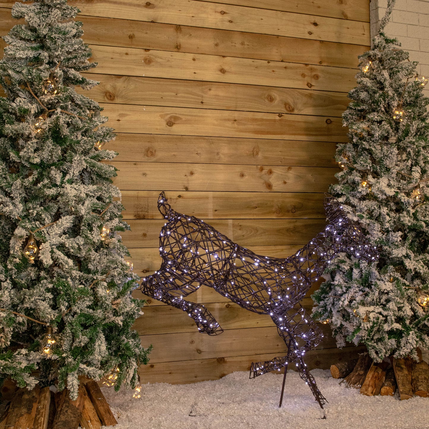 98cm Light up Brown Christmas Prancing Doe with 220 White & Warm White LEDs