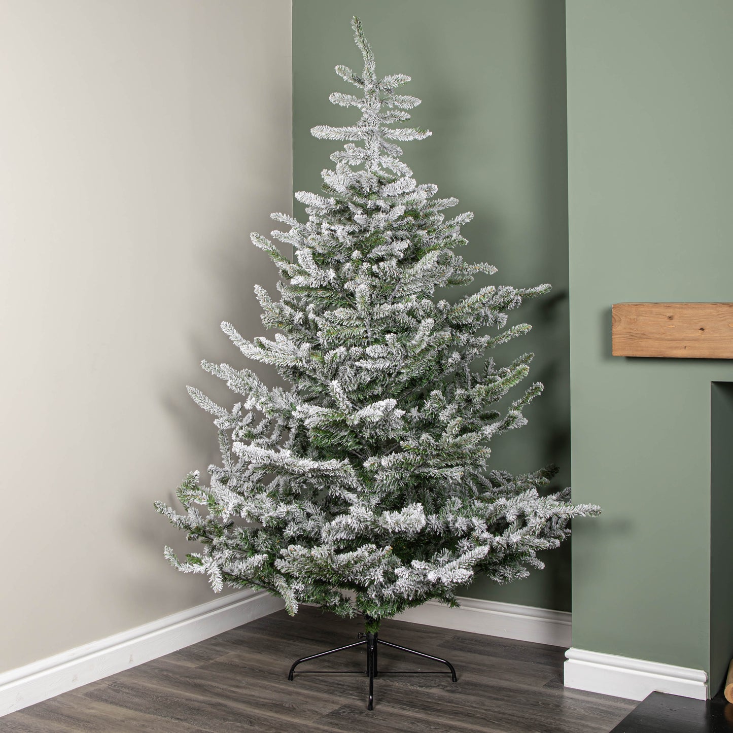 7ft (2.1m) Snowy Green & White Everlands Liberty Spruce Christmas Tree with Metal Stand