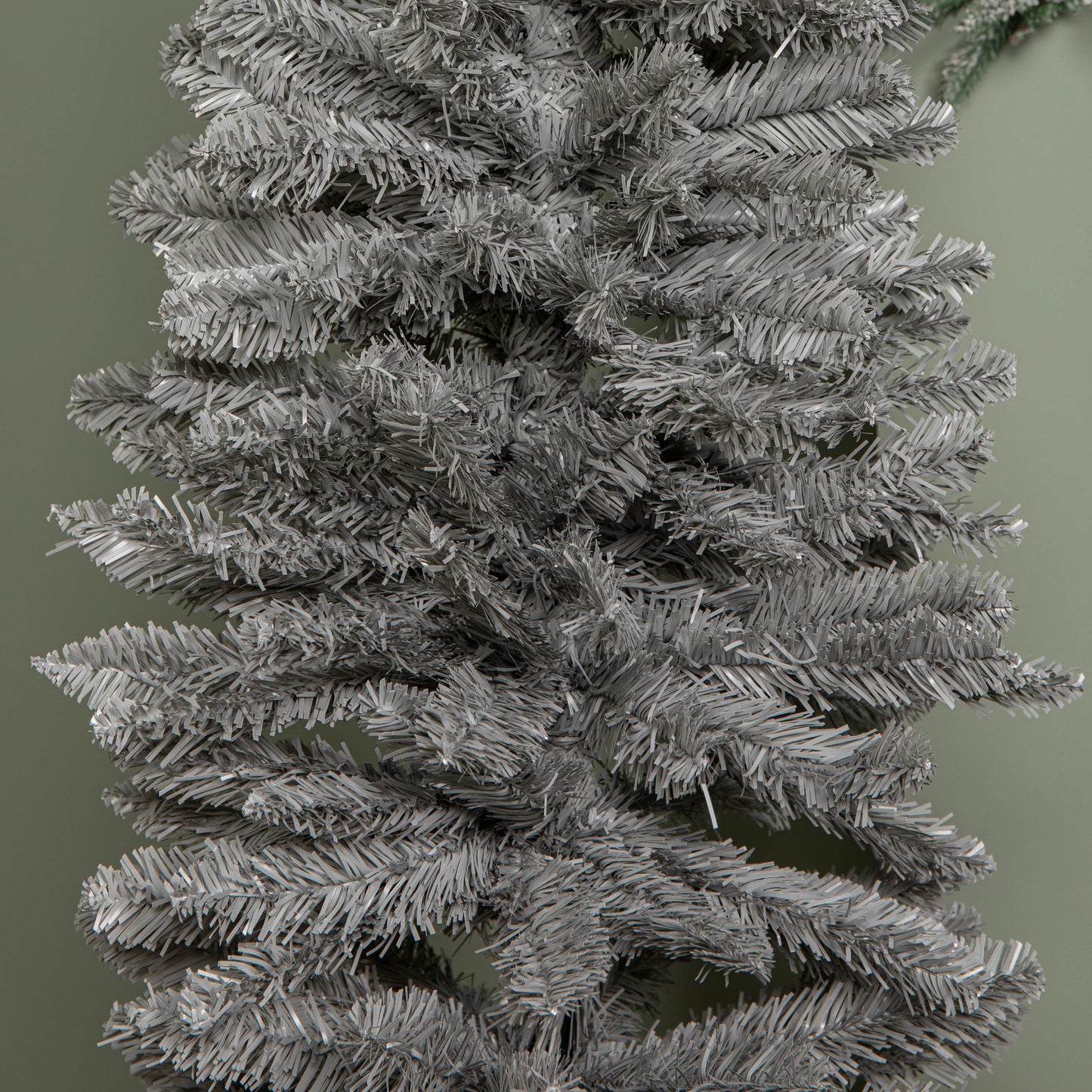 6ft (1.8m) Grey Artificial Pencil Christmas Tree With Green Metal Stand and 321 Tips