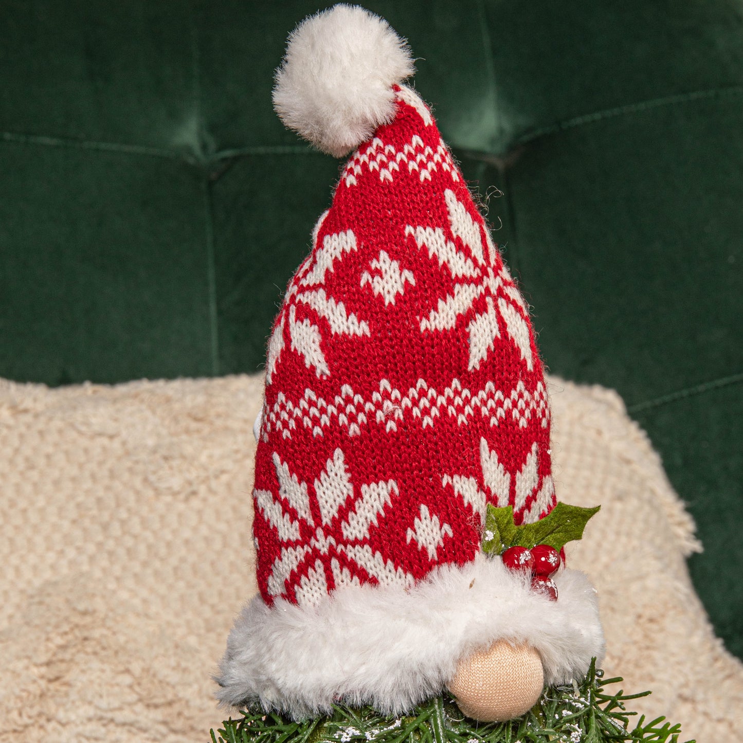 48cm Red and White Christmas Tree Sitting Gonk with Dangly Legs and Snowflake Hat