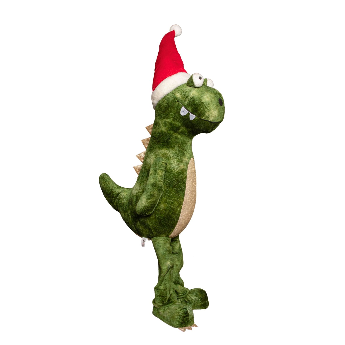 1.17m Humongous Green Standing Christmas Dinosaur with Santa Hat