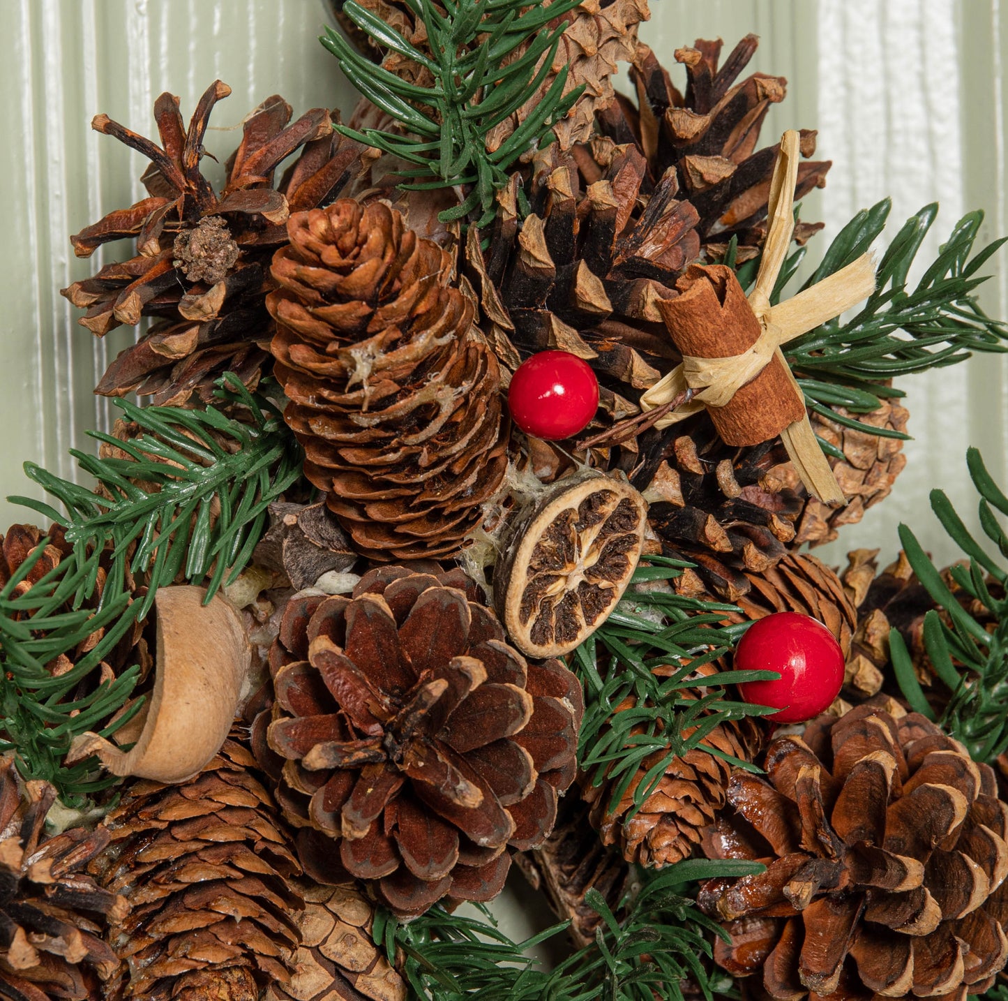 35cm Winter Spice Star Hanging Christmas Wreath with Pine Cones Red Berries & Dried Fruit