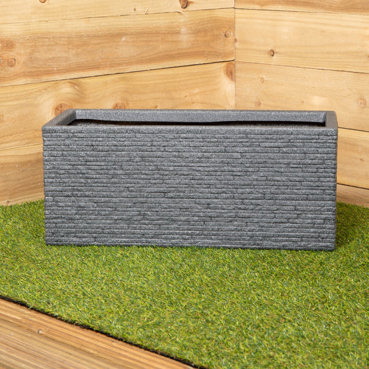 25cm Plastic Ash Grey Slate Effect Garden Patio Trough