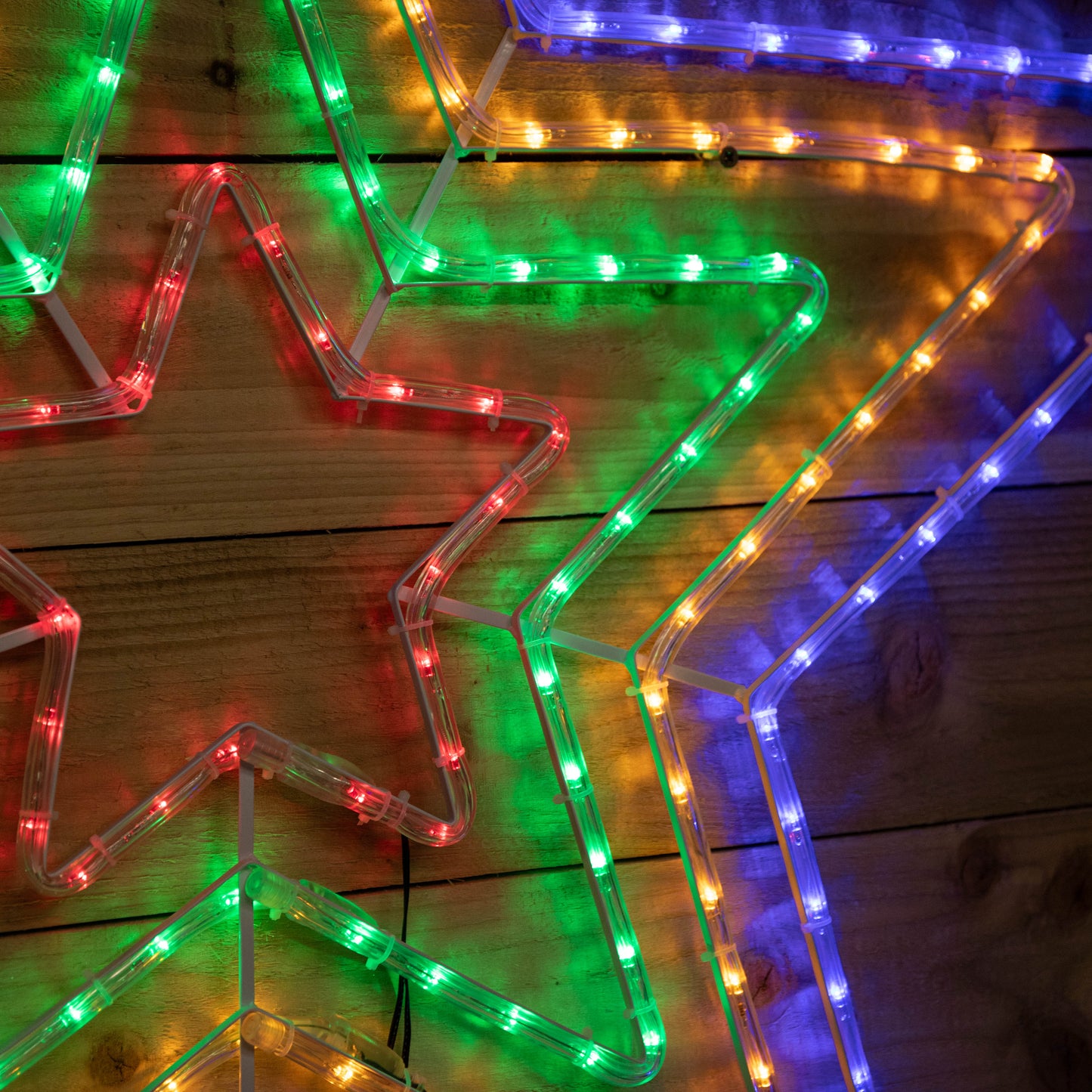 1.7m x 1.3m Light up Hanging Christmas Star Rope Light with Multi-Coloured LEDs