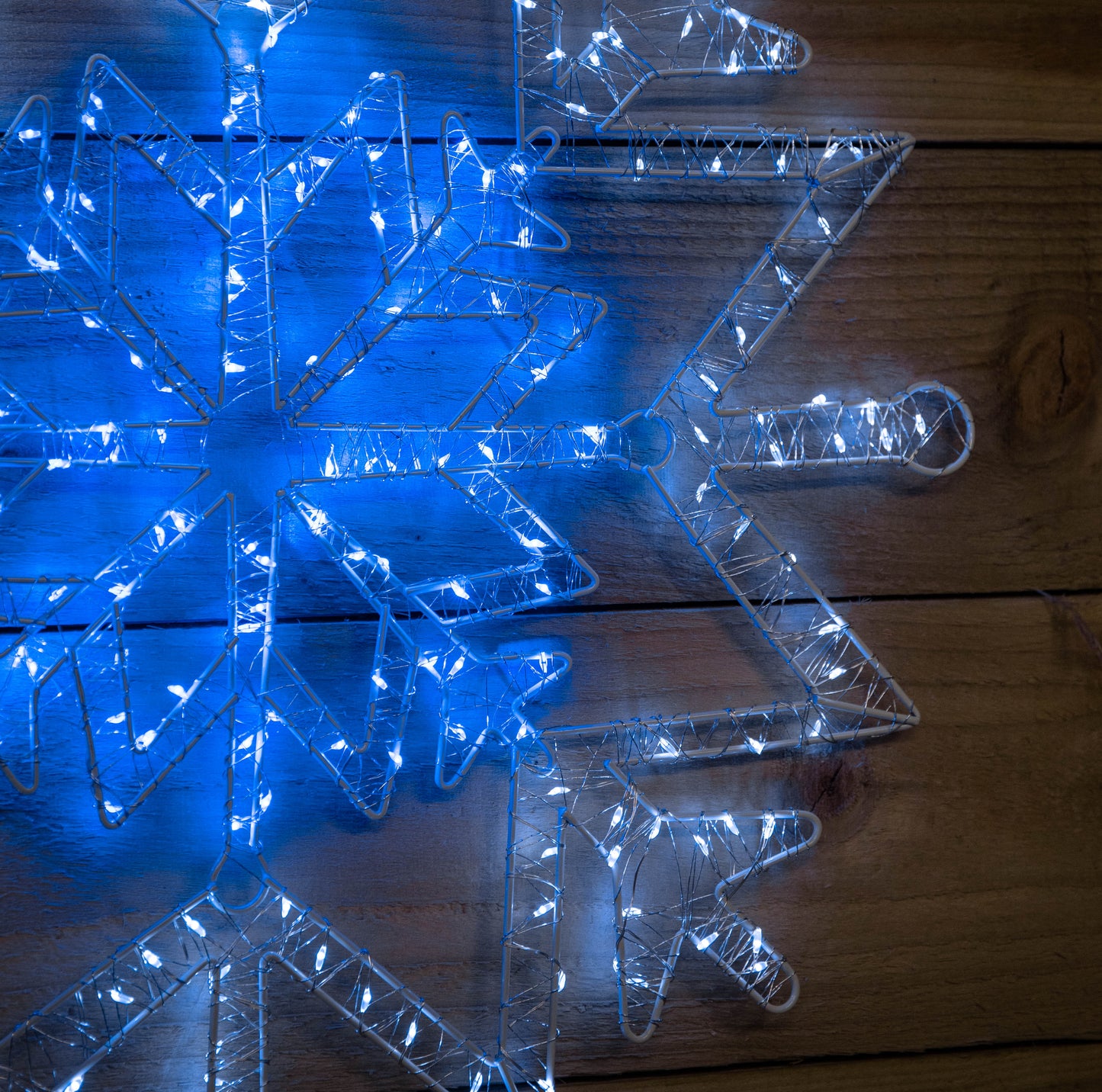 50cm Light up Metal Hanging Christmas Snowflake with 260 Blue and White LEDs