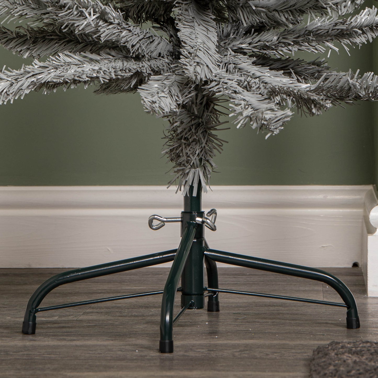 5ft (1.5m) Grey Artificial Pencil Christmas Tree With Green Metal Stand and 236 Tips