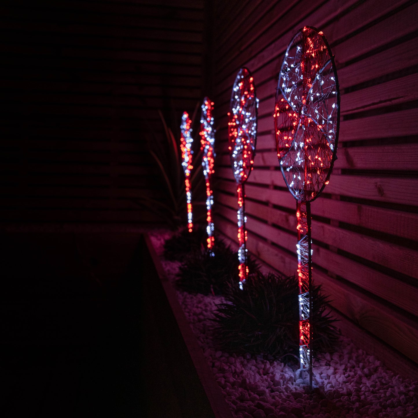 Set of 4 60cm Light up Christmas Lollipop Garden Path Lights with 720 Red & White LEDs