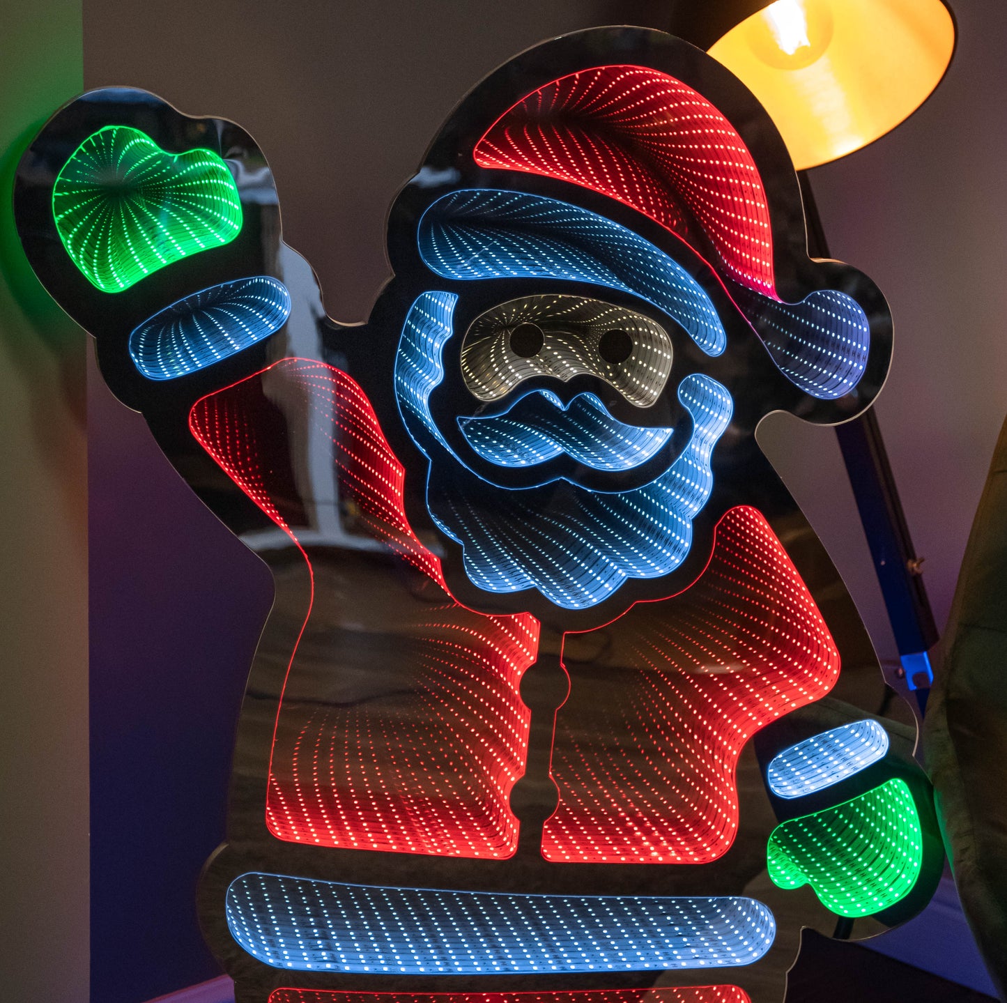 4ft (1.2m) Tall Light up Santa Christmas Infinity Decoration with Multi-Coloured LEDs