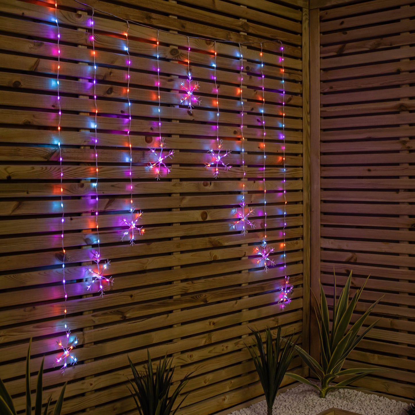 1.2m x 1.2m FlexiBrights Christmas Snowflake Curtain Lights with 267 Rainbow LEDs