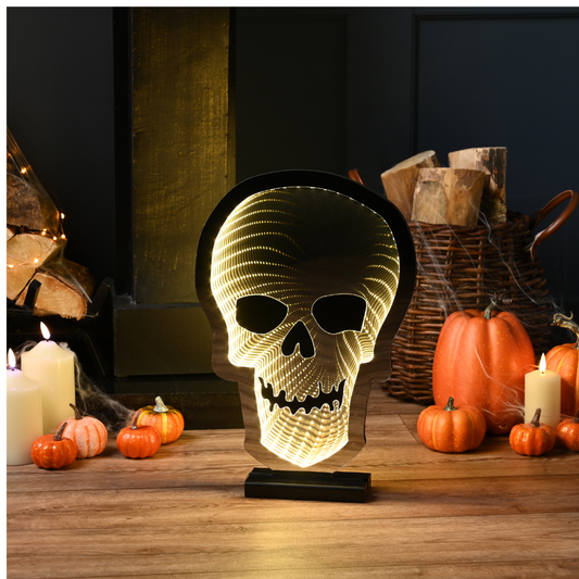 40cm Light up Halloween Skull Infinity Decoration with Warm White LEDs