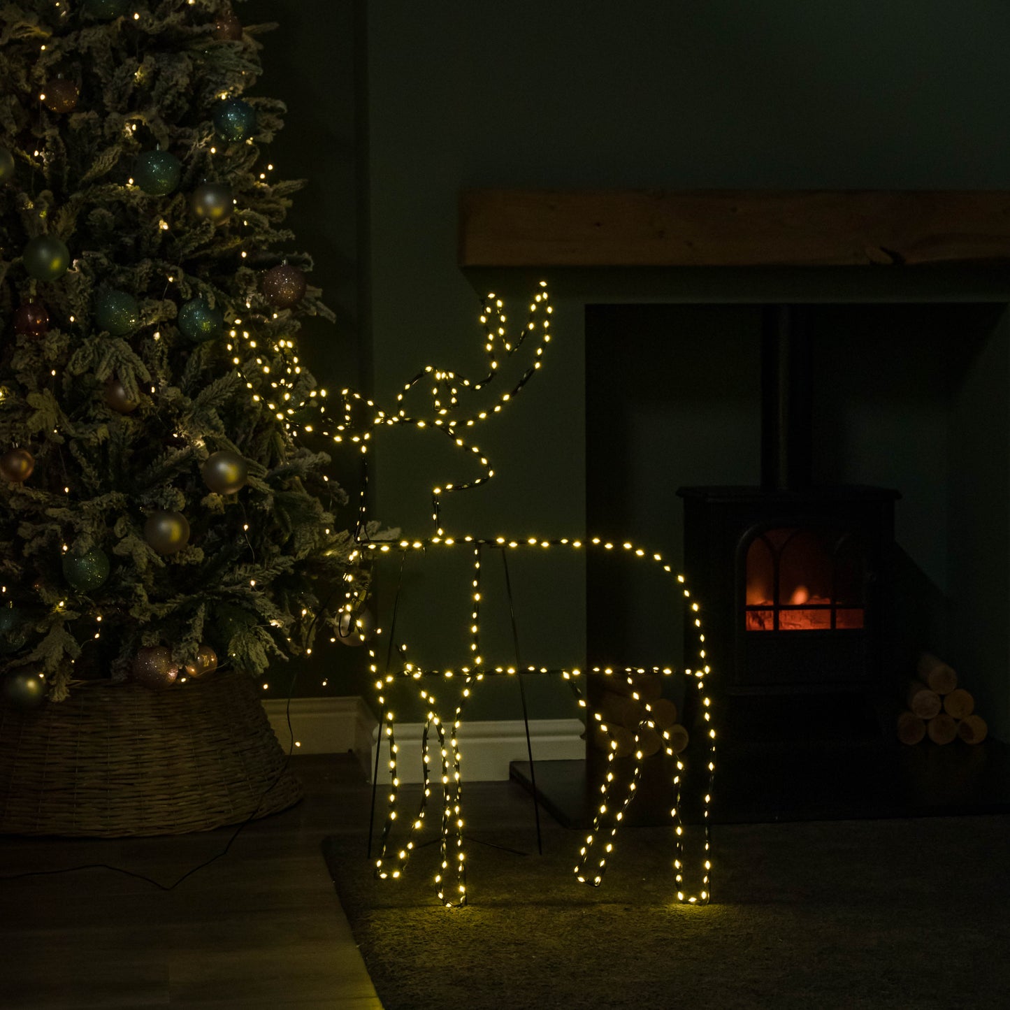 1mx80cm Light up Standing Christmas Reindeer with 292 Warm White LEDs