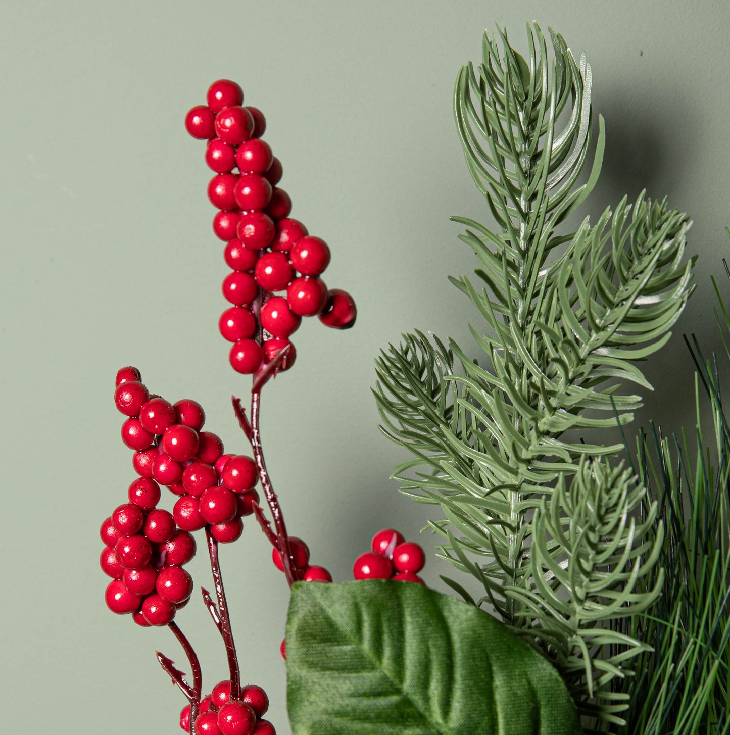 Set of 6 34cm Christmas Pick with Red Berries and Pinecones