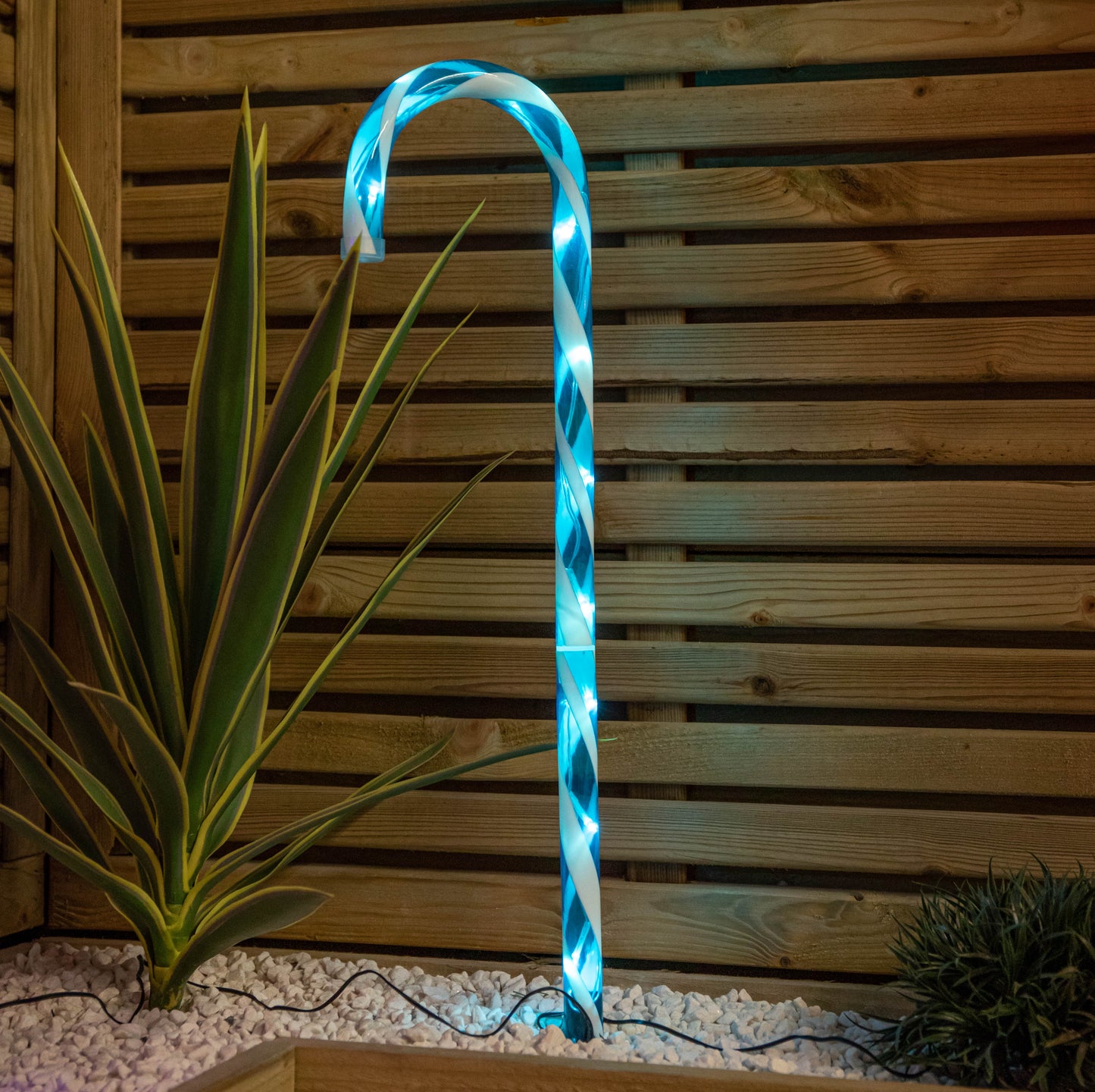 62cm Set of 4 Light up Christmas Candy Cane Garden Path Lights with 40 Rainbow LEDs