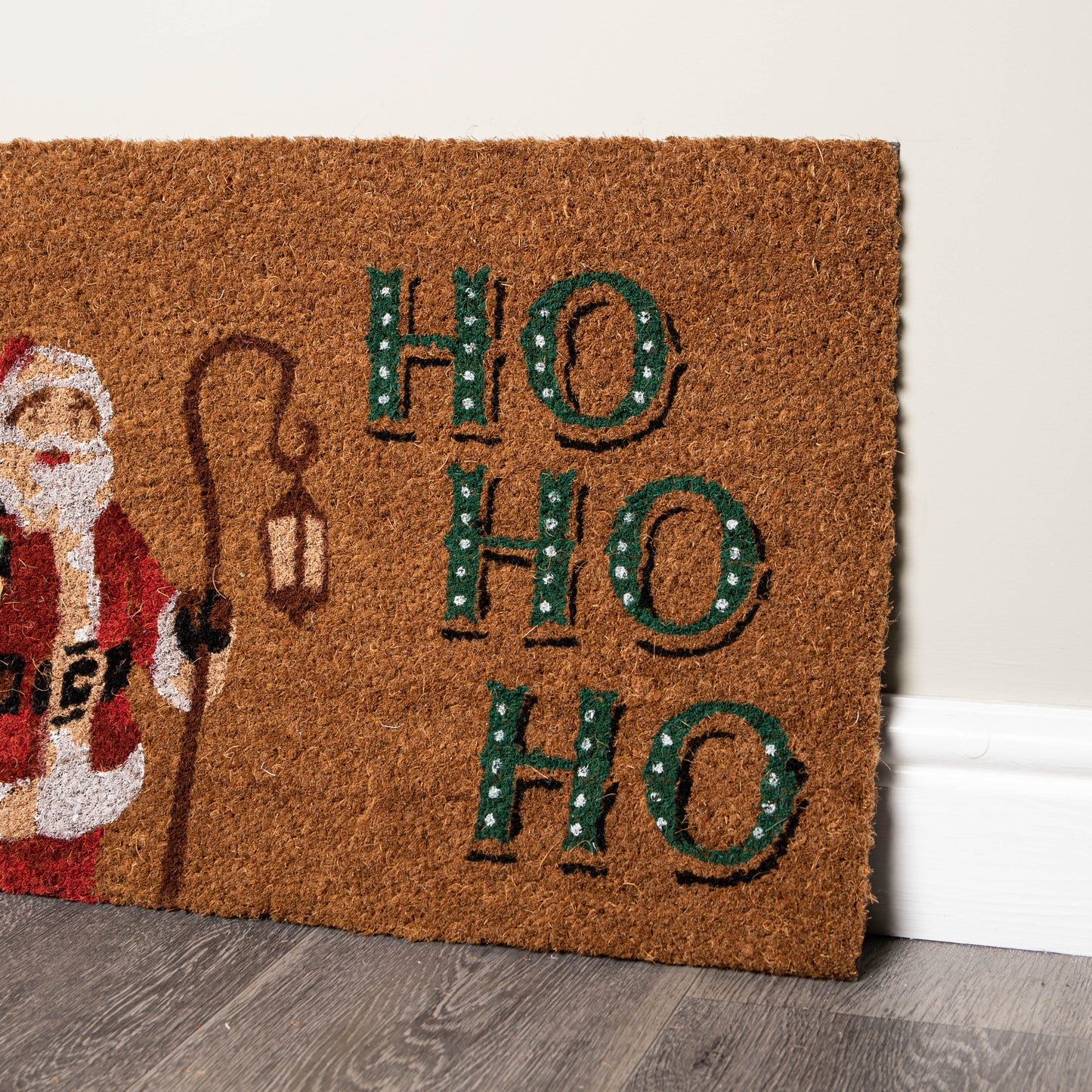 60cm x 40cm Brown Christmas Ho Ho Ho Doormat with Santa