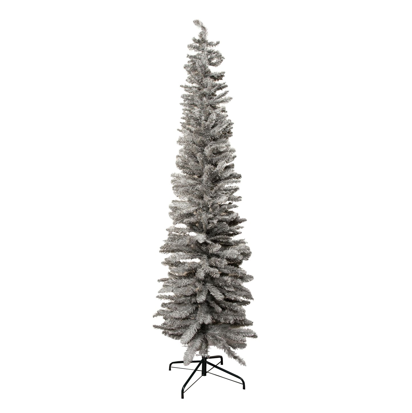 7ft (2.1m) Grey Artificial Pencil Christmas Tree With Green Metal Stand and 401 Tips