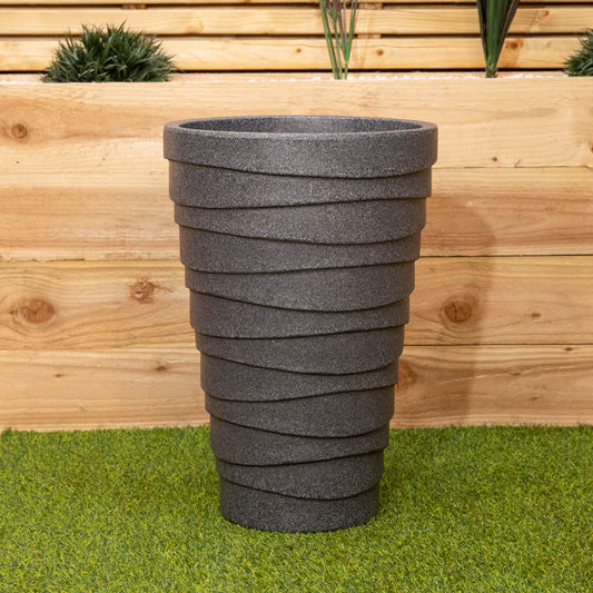 56cm Medium Round Grey Garden Patio Trojan Plant Pot