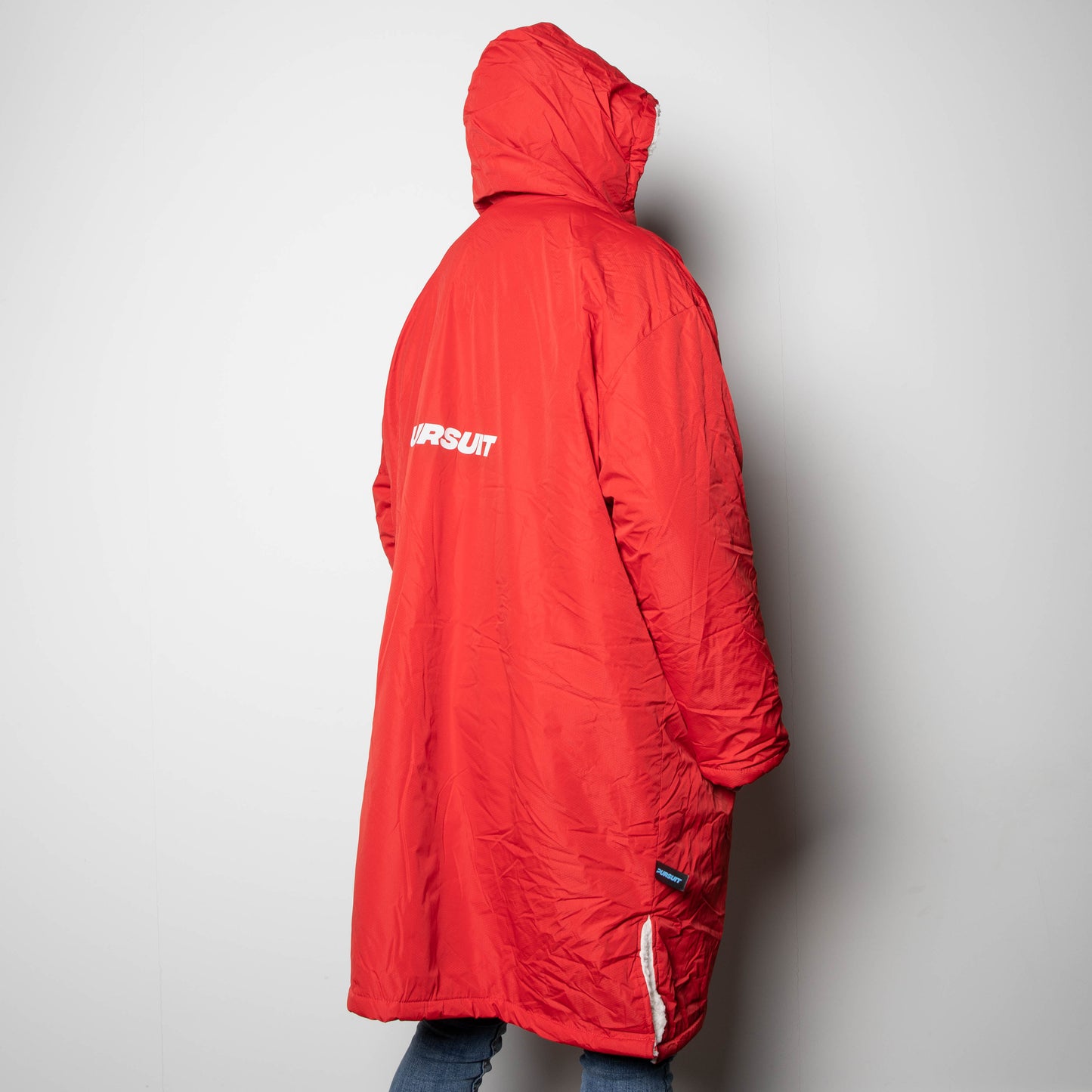 Oversized Adult Waterproof Active Robe with Fleece Lining and Travel Bag in Red