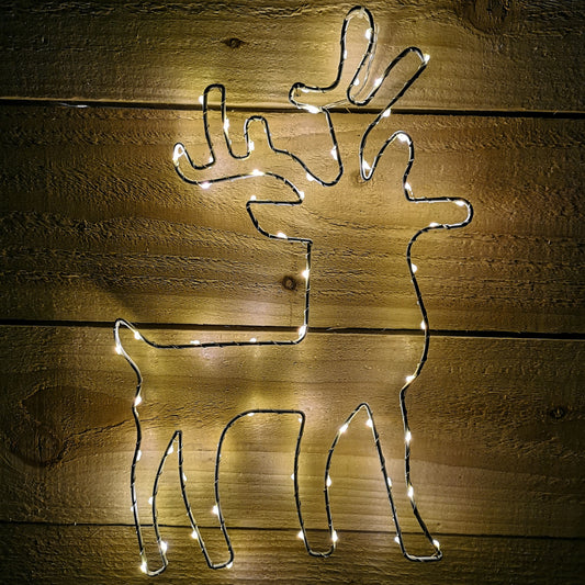 38cm Light up Iron Christmas Reindeer Silhouette with 60 Warm White LEDs