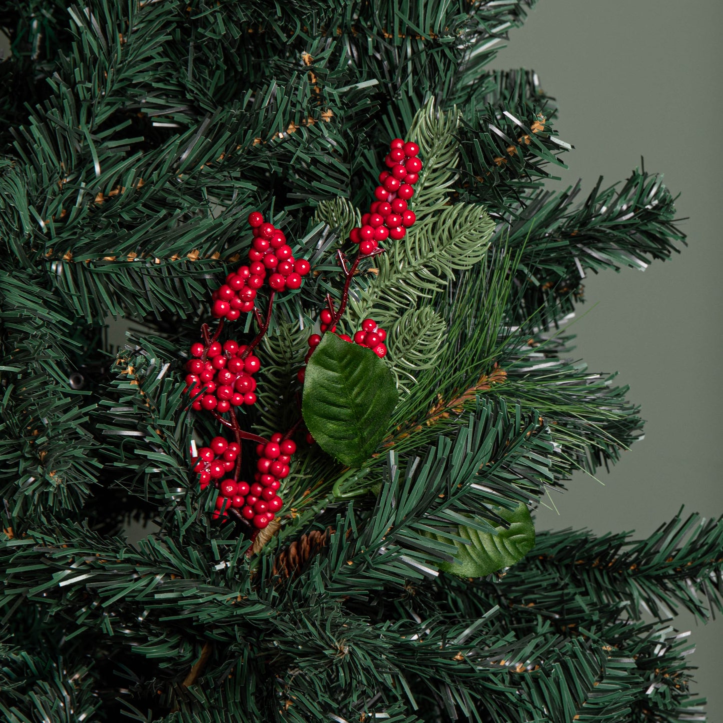 Set of 6 34cm Christmas Pick with Red Berries and Pinecones