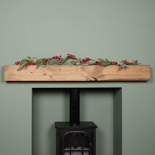 1.57m Plastic Christmas Garland with Red Berries and Seasonal Foliage