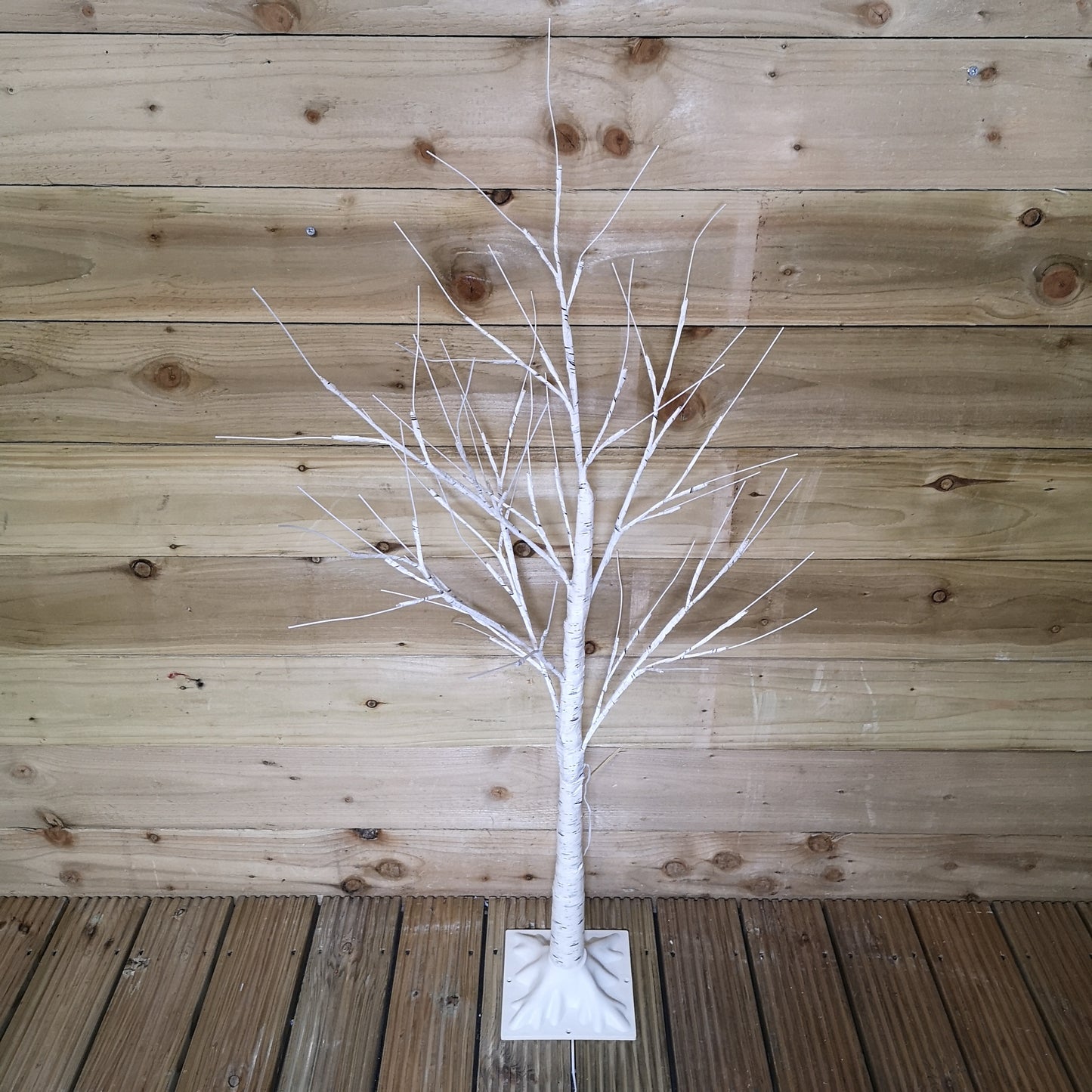 1.2m (4ft) Indoor Outdoor Christmas Lit Birch Tree with 48 Ice White LEDs