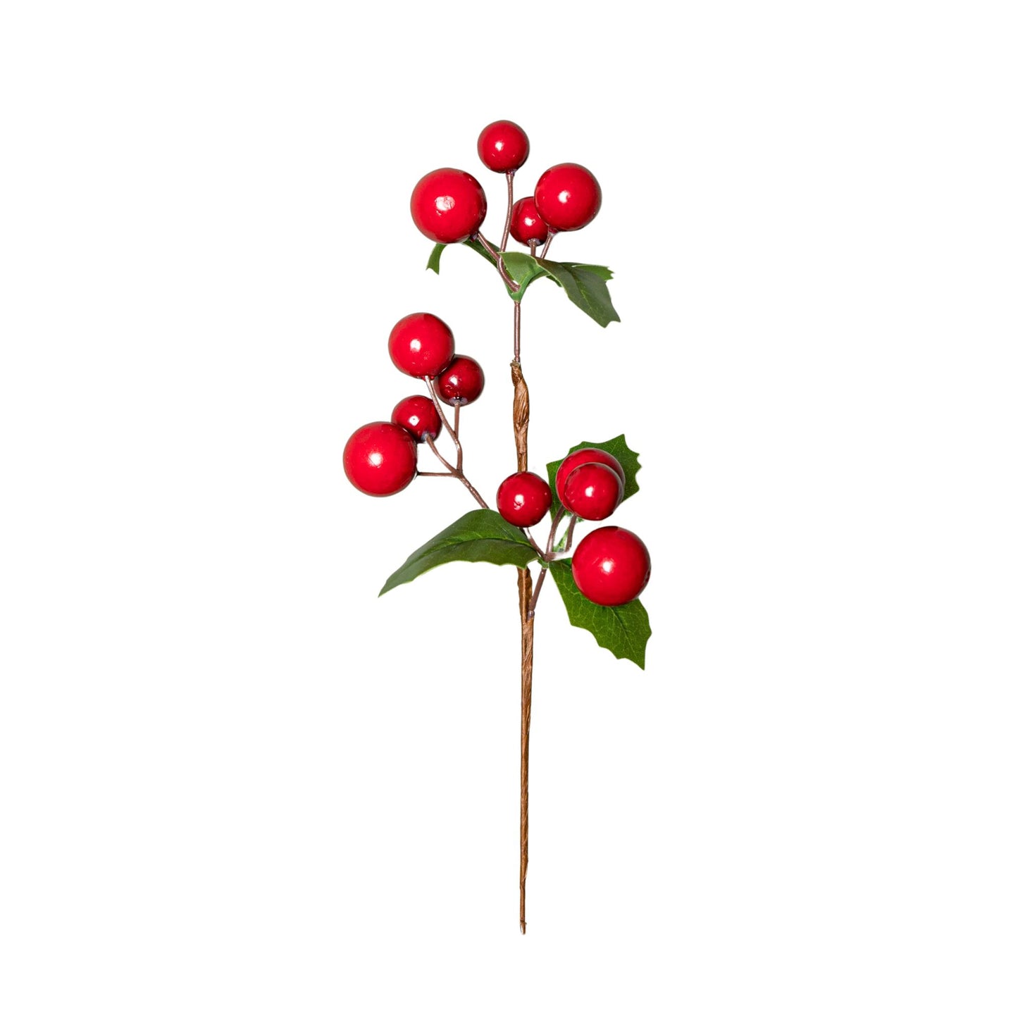 Set of 6 30cm Christmas Pick Decoration with Cherries and Holly Leaves