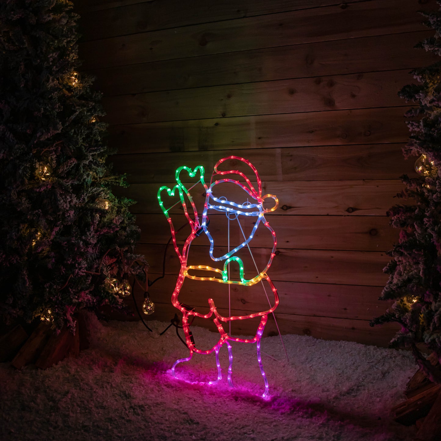 92cm Standing Santa Christmas Rope Light with 192 Static & Flashing Multi-Coloured LEDs