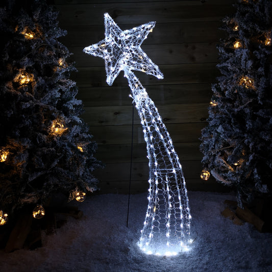 1.2m Light up Soft Acrylic 2D Shooting Christmas Star with 200 LEDs in White & Warm White