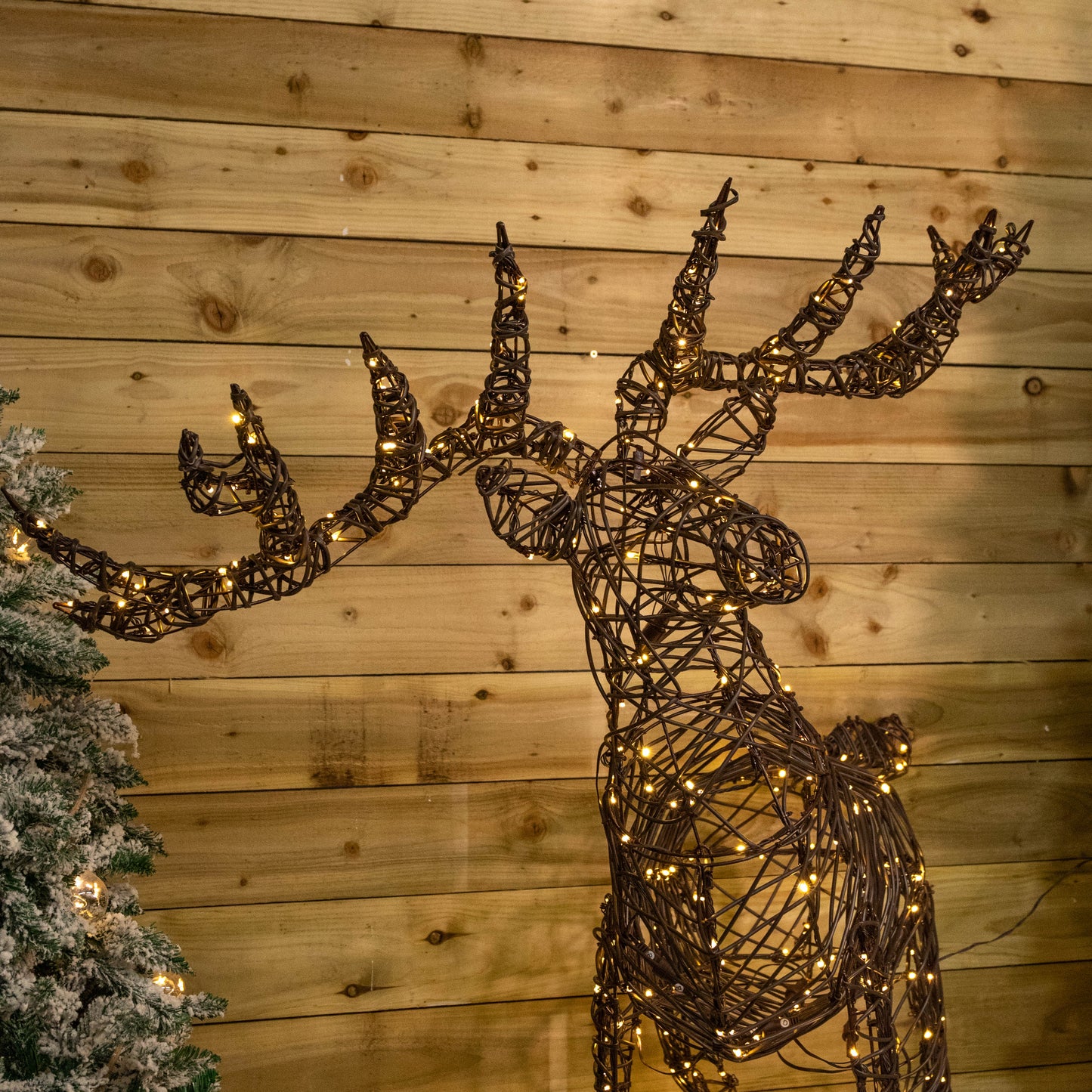 1.66m Light up Brown Christmas Standing Stag with 440 White & Warm White LEDs