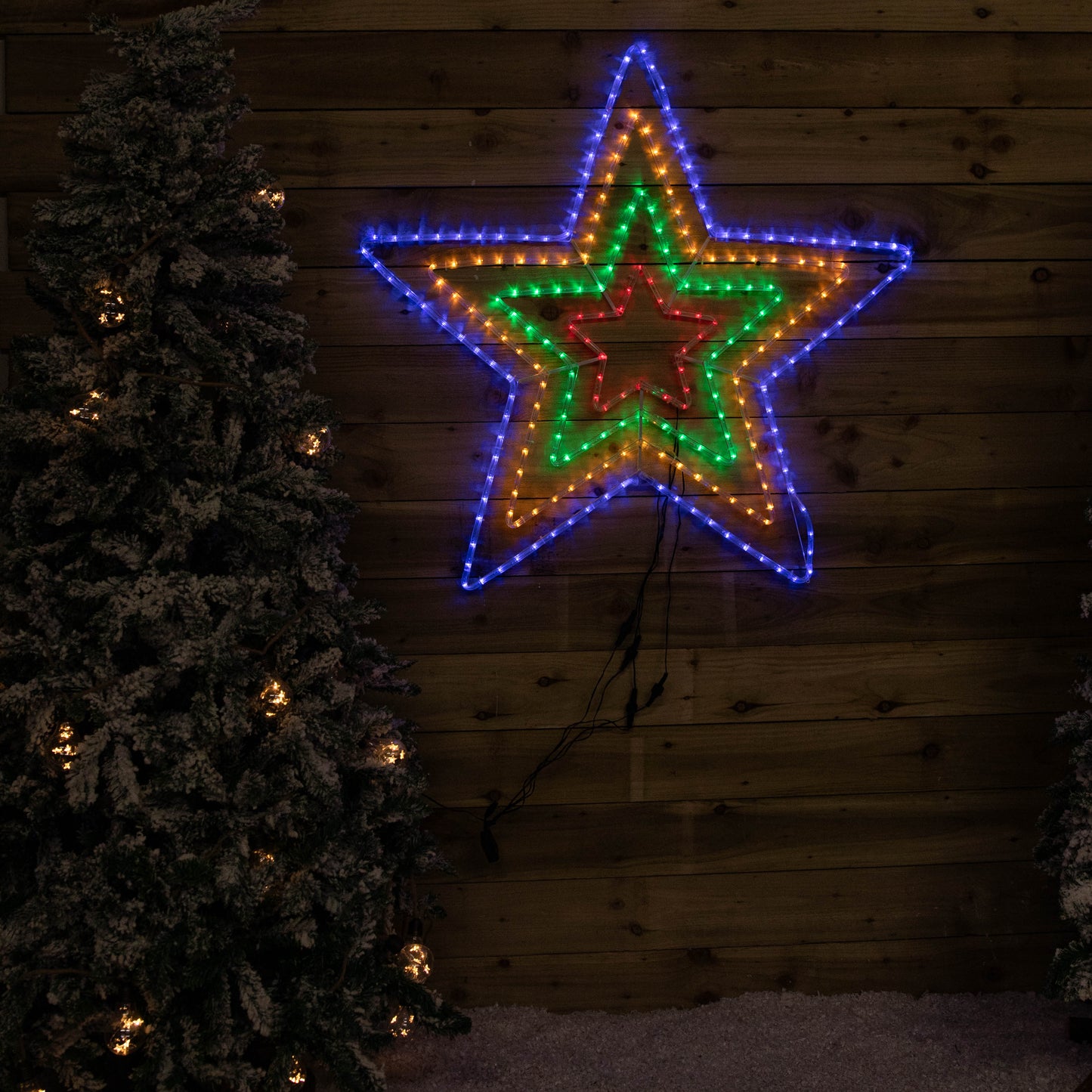 1.7m x 1.3m Light up Hanging Christmas Star Rope Light with Multi-Coloured LEDs