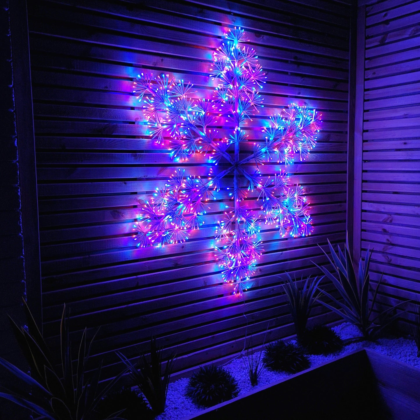 1.2m Twinkling Starburst Snowflake Christmas decoration with 960 Rainbow LEDs