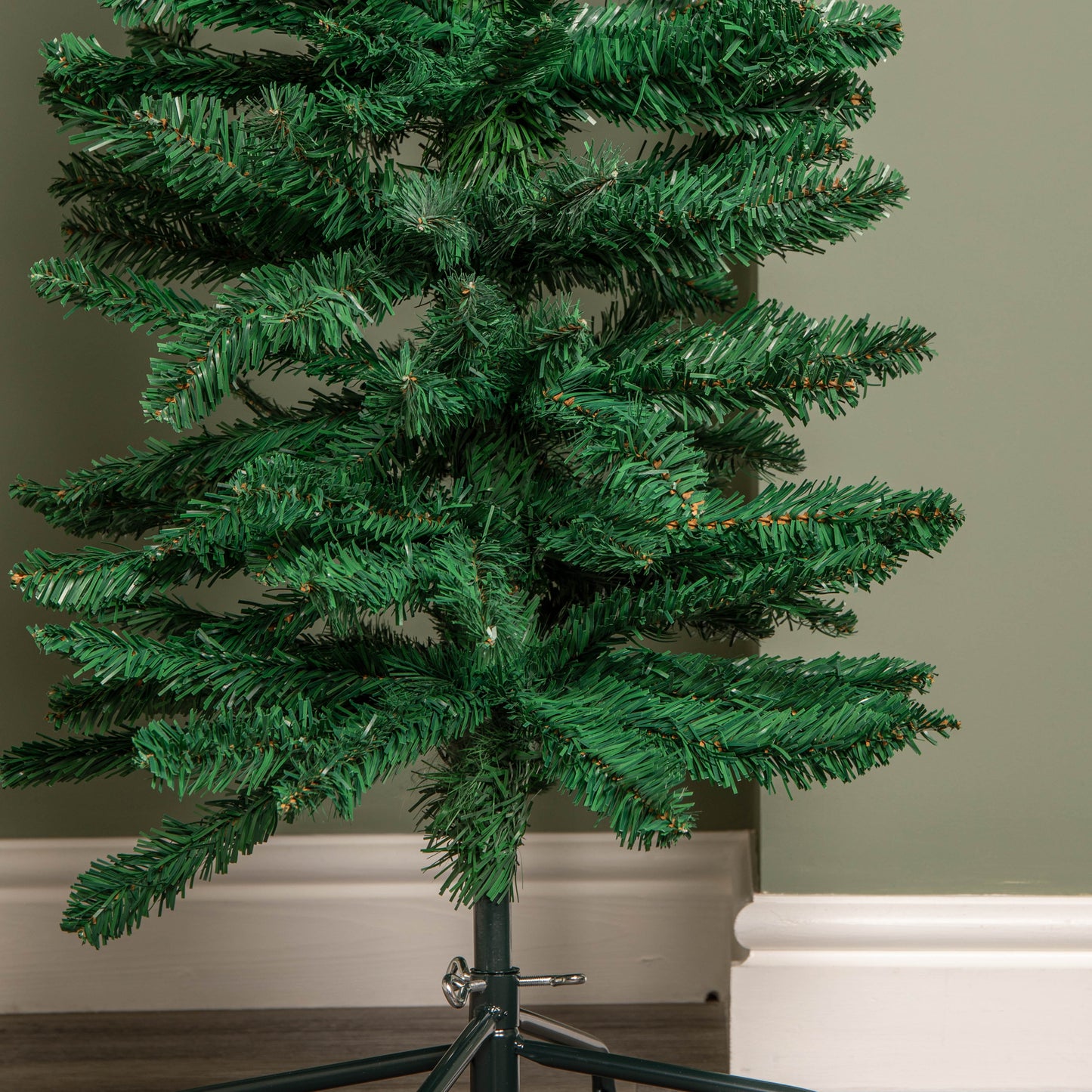 6ft (1.8m) Green Artificial Pencil Christmas Tree With Green Metal Stand and 321 Tips