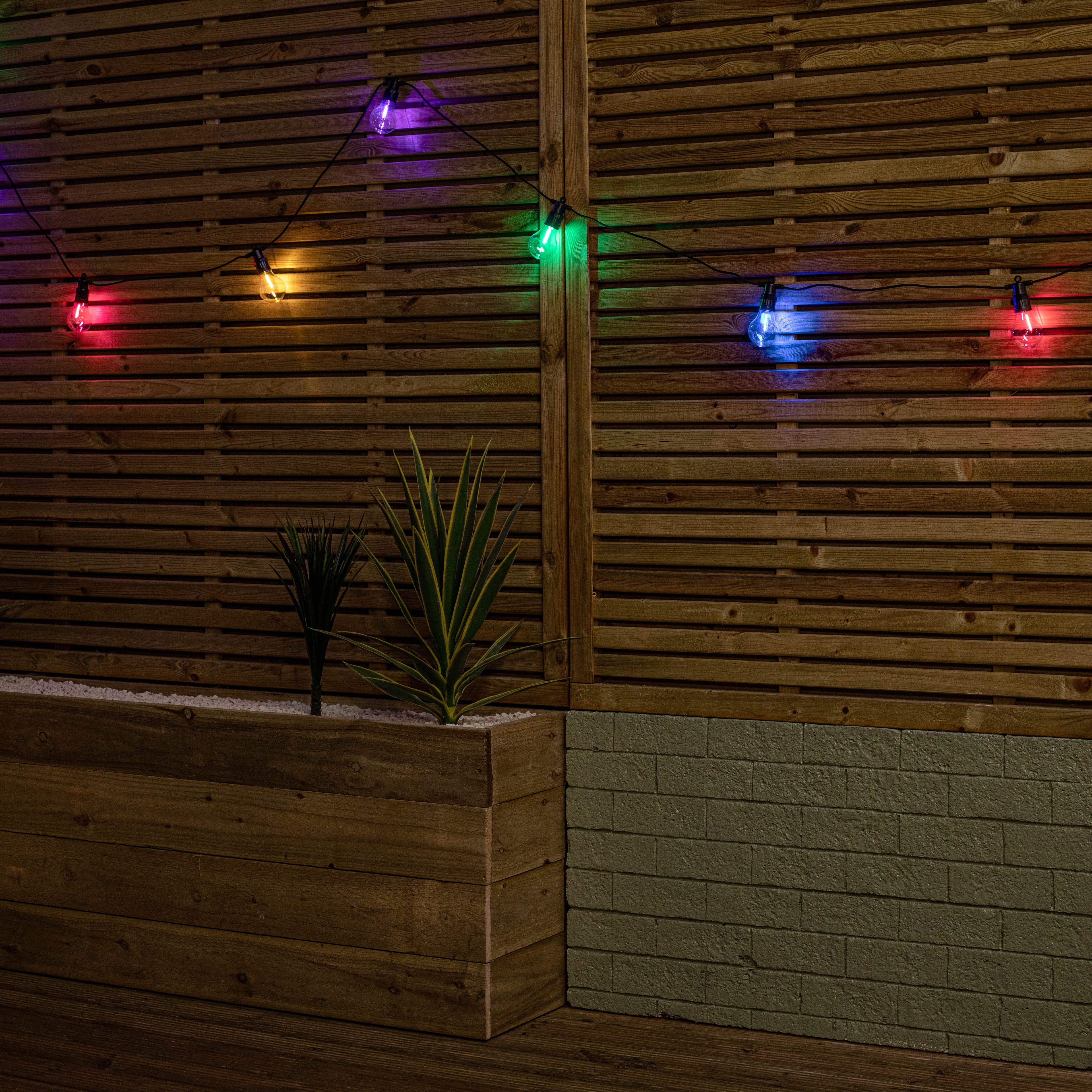 Set of 10 Indoor Outdoor Connectable Festoon Lights with Multi-Coloured LEDs