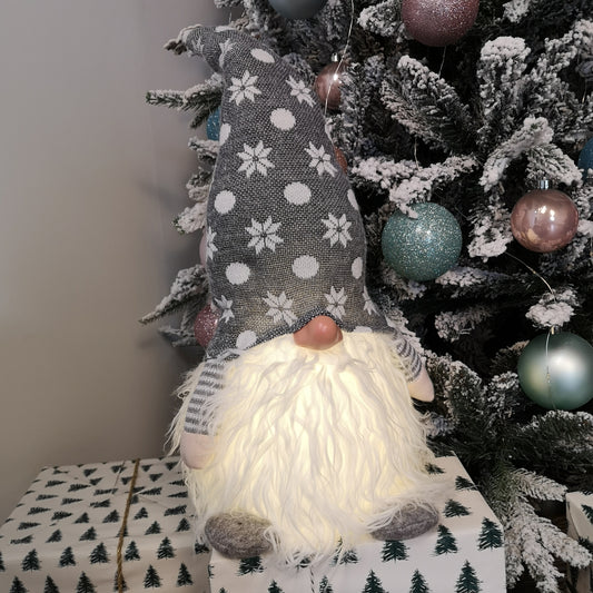 56cm Battery Operated Light up Christmas Standing Gonk Decoration in Grey