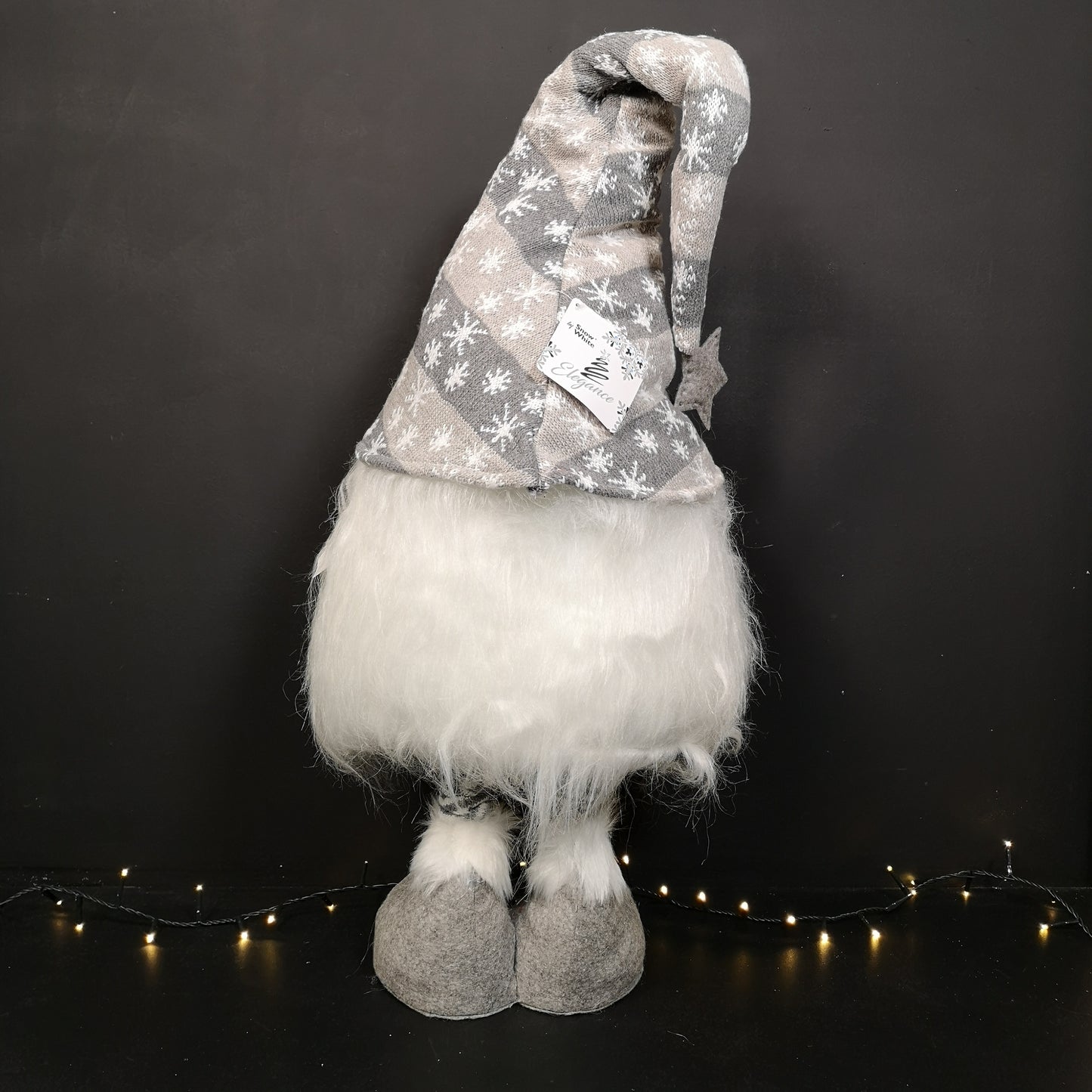 1.2m Standing Haired Christmas Gonk with Extendable Legs in Grey