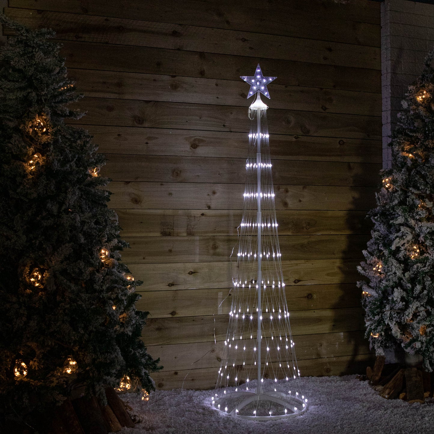 1.8m Light up Christmas Cone Tree with 220 White LEDs and Timer Function