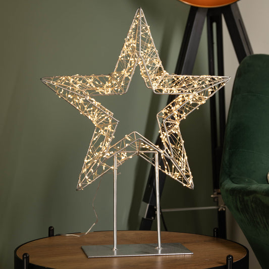 46cm Light up Dewdrop Christmas Star on Metal Stand with 720 Warm White LEDs