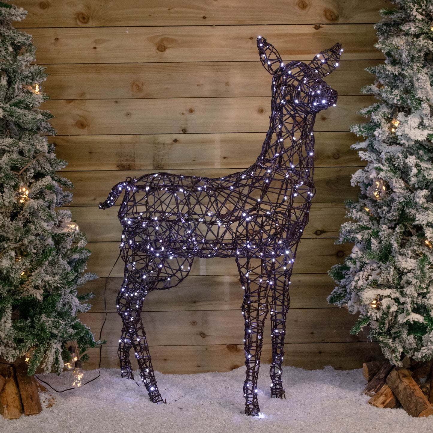 1.3m Light up Brown Christmas Standing Doe with 330 White & Warm White LEDs