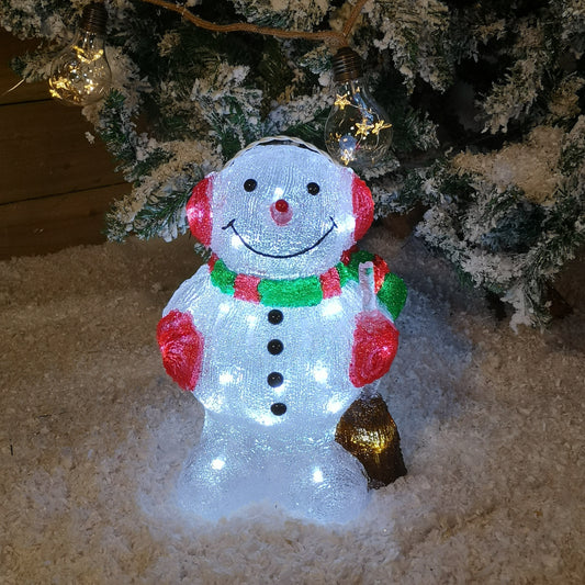 33cm LED Lit Acrylic Snowman Christmas Decoration