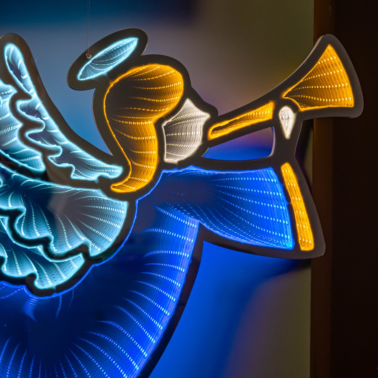 65cm Infinity Hanging Christmas Angel with Blue and Gold LEDs